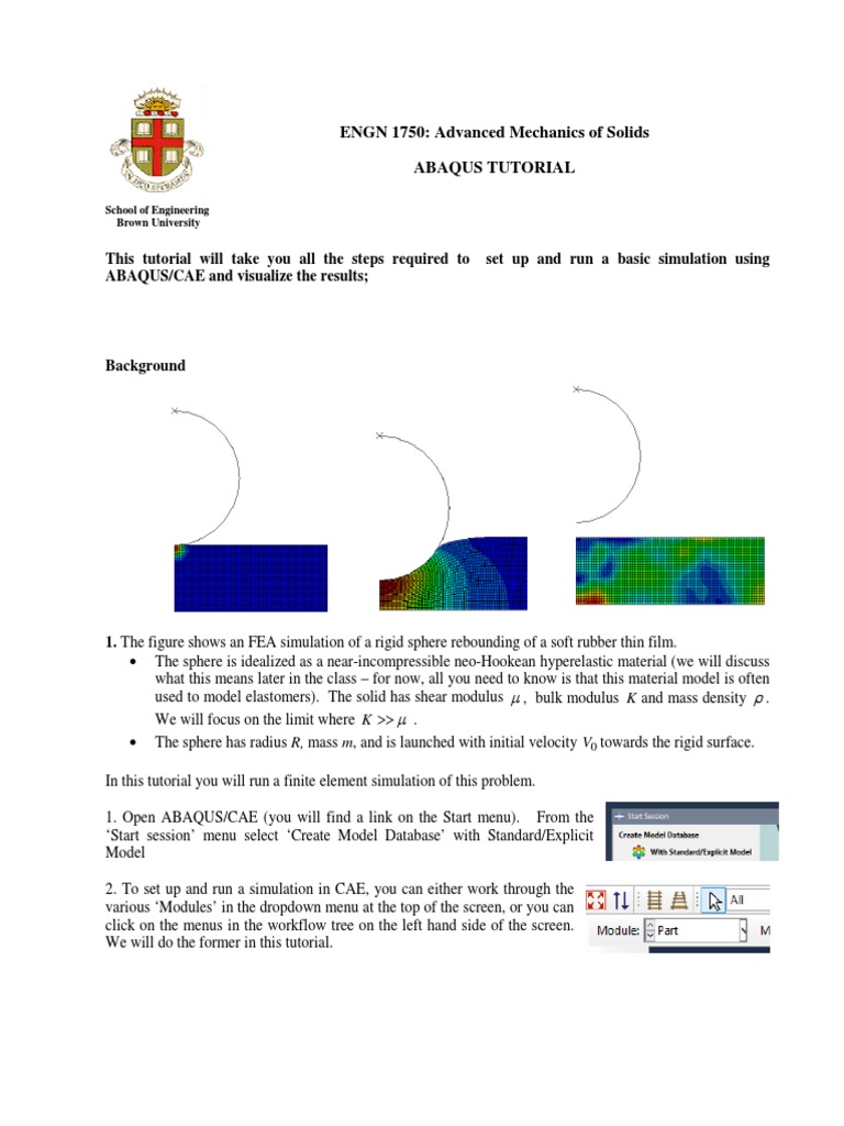 Engn 1750 Advanced Mechanics Of Solids Abaqus Tutorial Pdf Finite