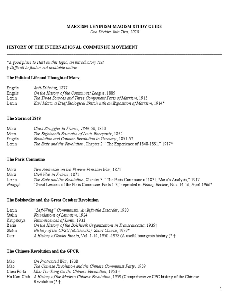 Marxism-Leninism-Maoism Study Guide | PDF | Communism | Vladimir Lenin