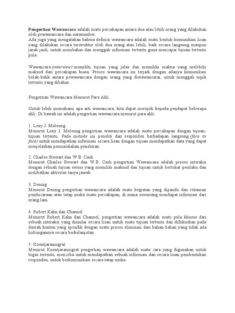 Pengertian Wawancara Pdf