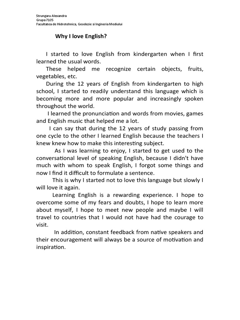 essay why i love english