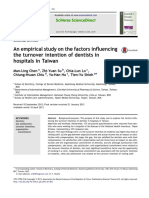 An Empirical Study On The Factors Influencing The Turnover Intention of Dentists in Hospitals in Taiwan