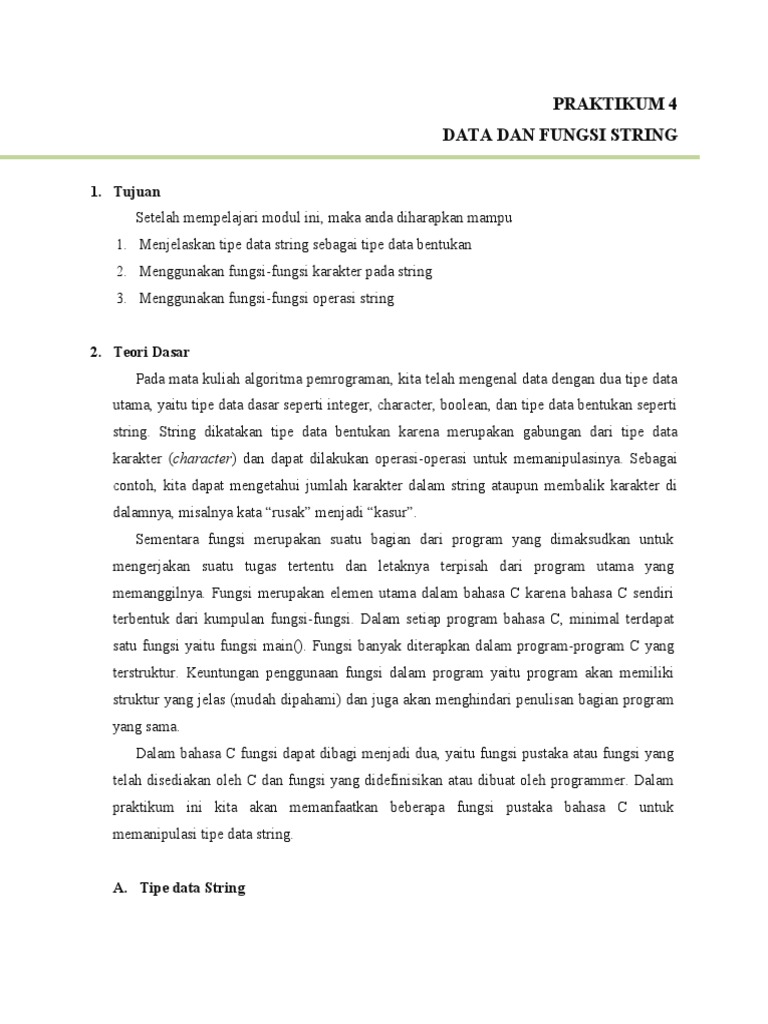 Fungsi dan Operasi String dalam C | PDF