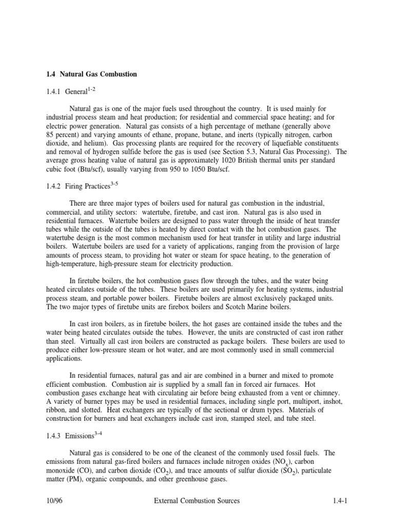 1.4 Natural Gas Combustion | PDF | N Ox | Combustion