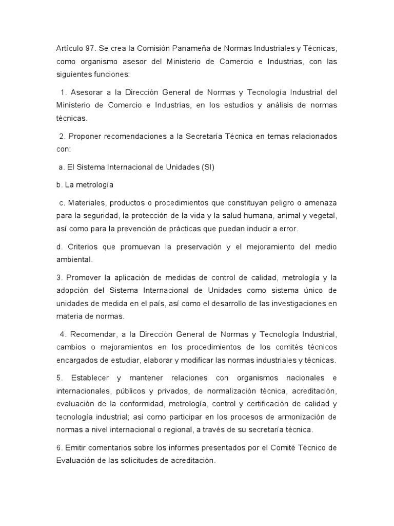 Funciones de COPANIT en Panamá | PDF