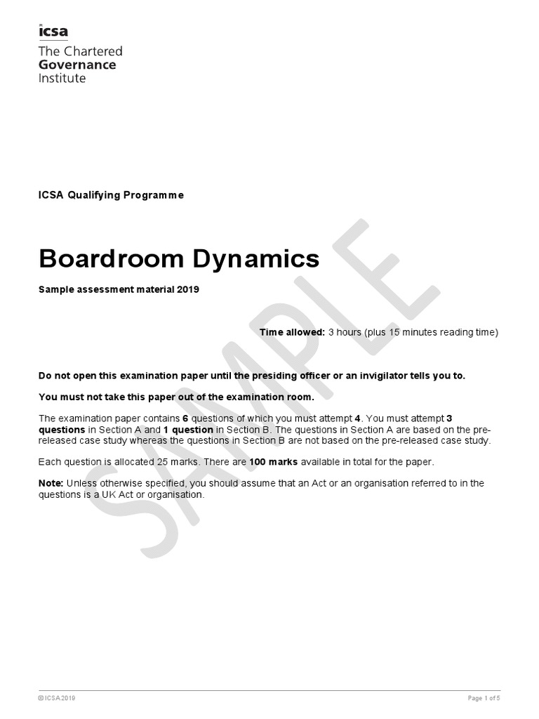Boardroom Dynamics Sample Paper Corporate Governance Pdf Governance