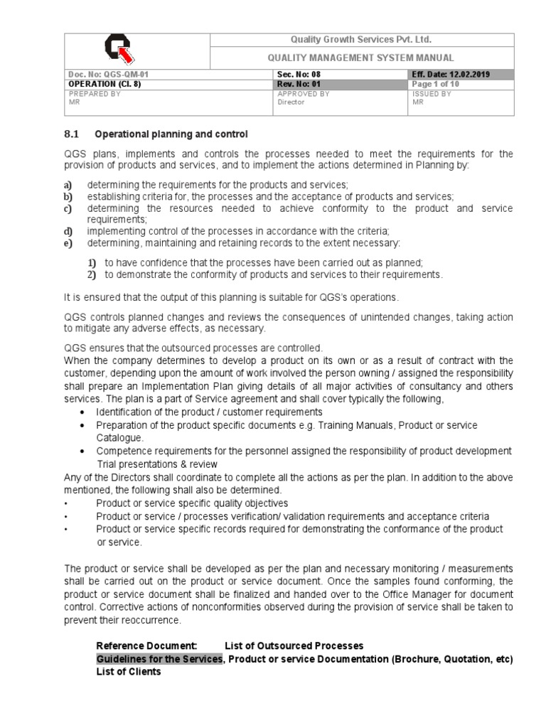 Quality Management System Overview | PDF | Audit | Verification And ...