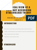 Ethical View of Company According Stakeholder Theory - PHI 401