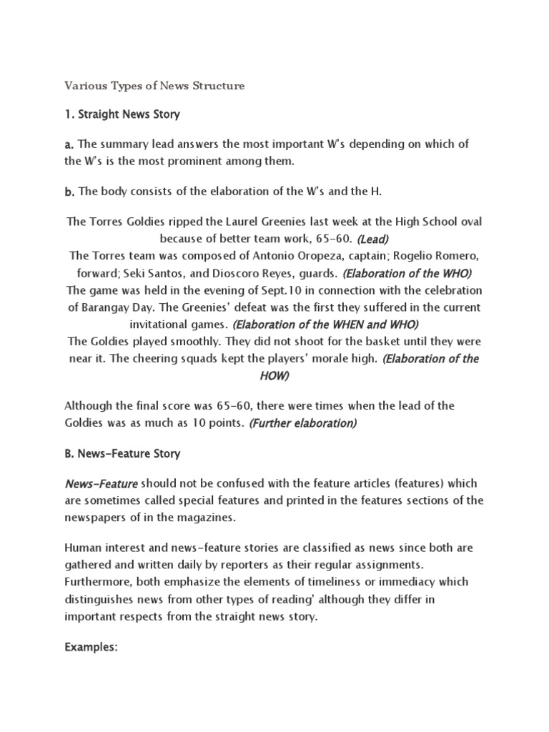 Various Types of News PDF