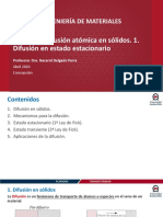 Unidad 4. Difusión Atómica en Sólidos. 4.1. Estado Estacionario