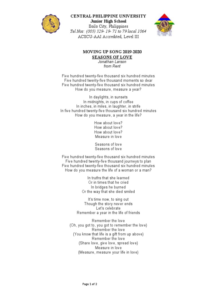 Seasons of Love Lyrics | PDF