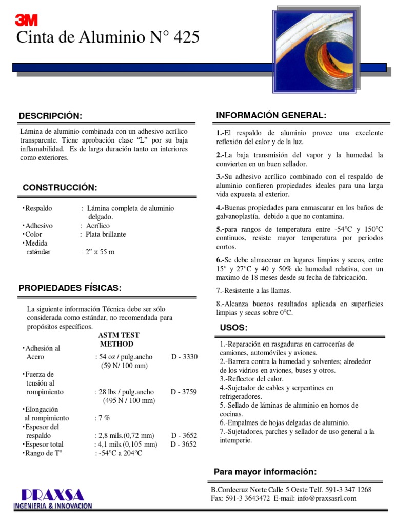 Cinta de Aluminia - 425, PDF, Aluminio