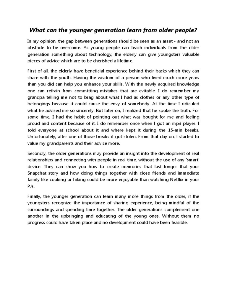 What Can The Younger Generation Learn From Older People | PDF