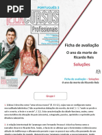 Soluções da Ficha de Avaliação - José Saramago - O ano da morte de Ricardo Reis