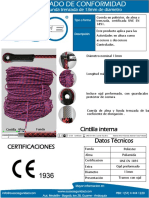 Cuerda 13MM Certificacion de Conformidad PDF