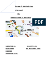 Business Research Methodology Assignment On Measurement in Research
