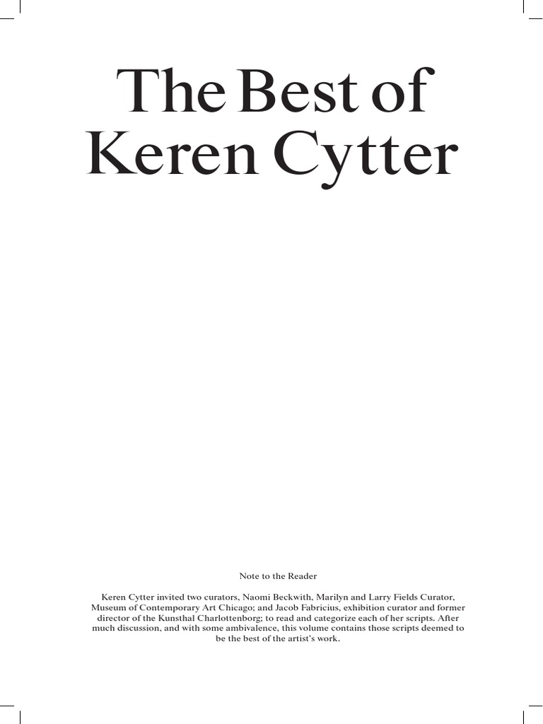 The Best of Keren Cytter, PDF, Jokes