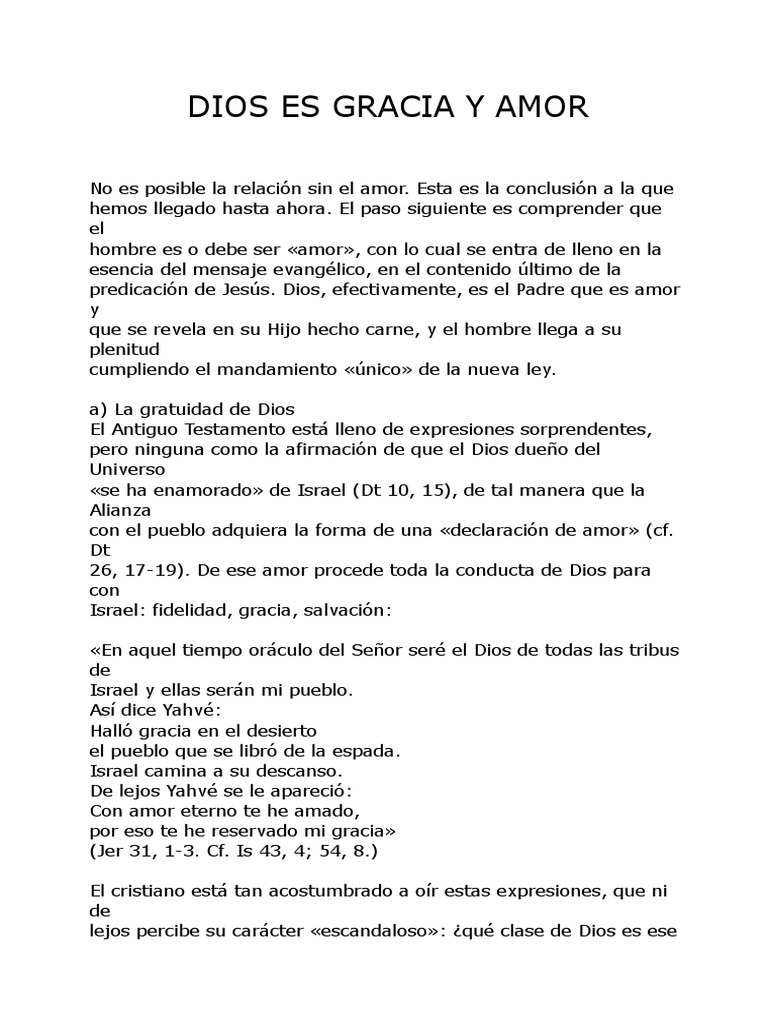 Dios Es Gracia y Amor PDF | PDF | Gracia en el cristianismo | Amor