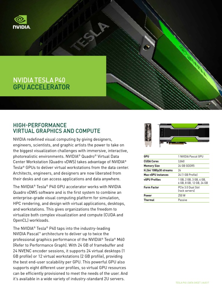 Nvidia Tesla P40: Gpu Accelerator | PDF | Graphics Processing Unit ...