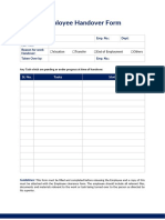 Employee Handover Form: Sl. No. Tasks Status