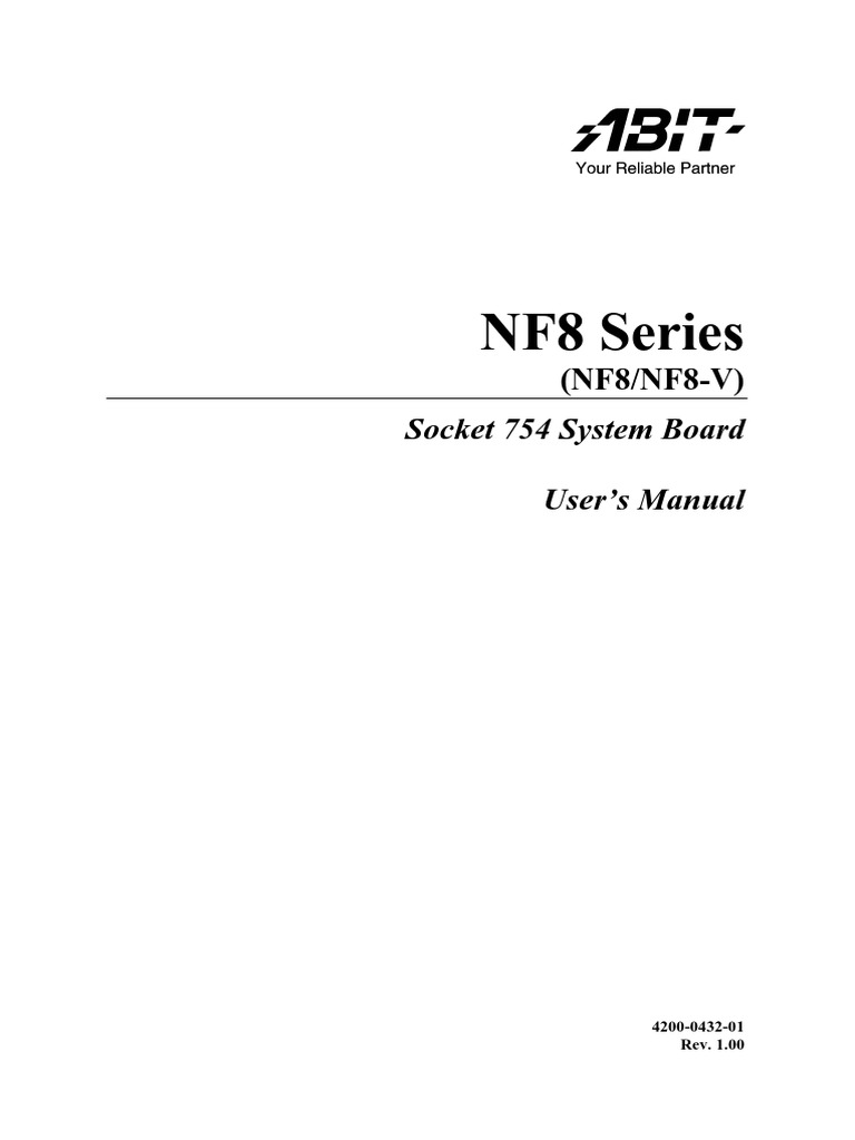 NF8 Series: (NF8/NF8-V) Socket 754 System Board User's Manual | PDF ...