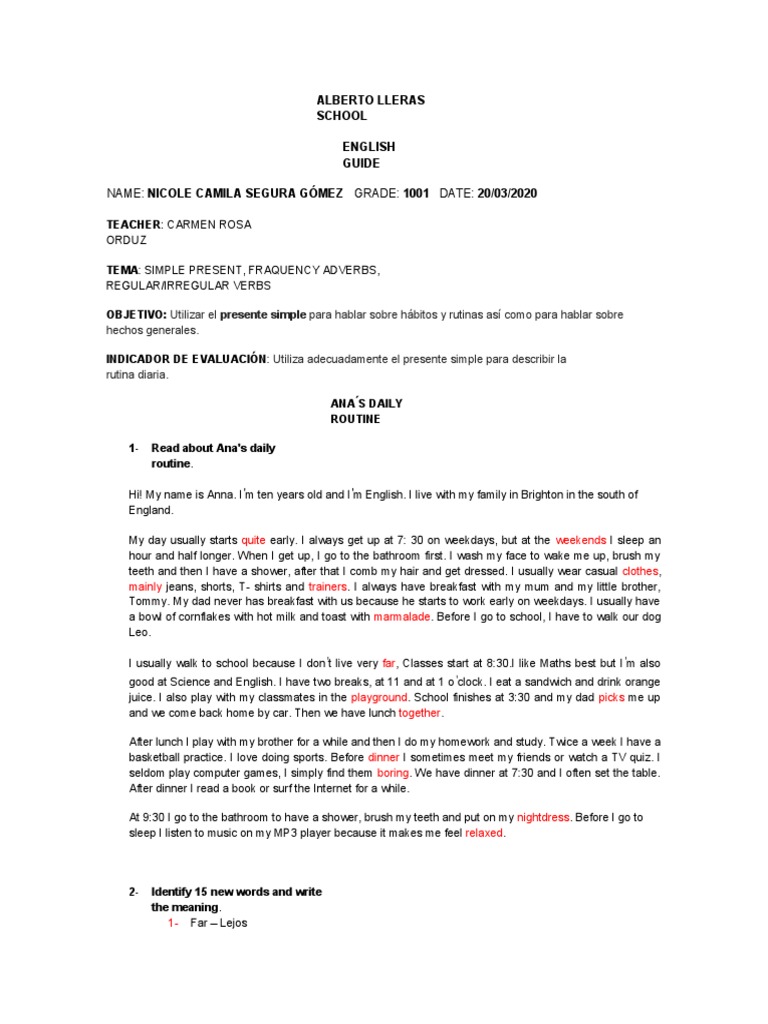 English Homework Correccion Lunch Consumer Goods