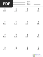 Name: Teacher: Date: Score:: Addition Worksheets