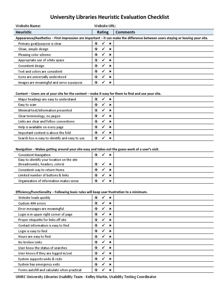 Heuristic Evaluation Checklist Template PDF | PDF | Usability | Human ...