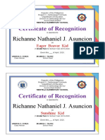 Certificate of Recognition: Richanne Nathaniel J. Asuncion