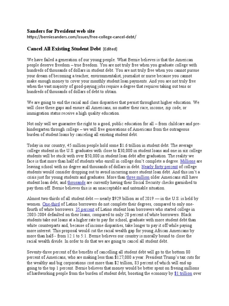 2, Sanders, Blodgett, Student Debt PDF Student Debt Student Loans