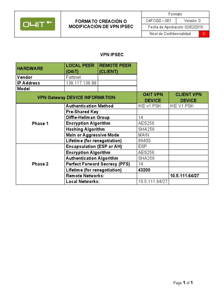 VPN IPsec Configuration Guide | PDF
