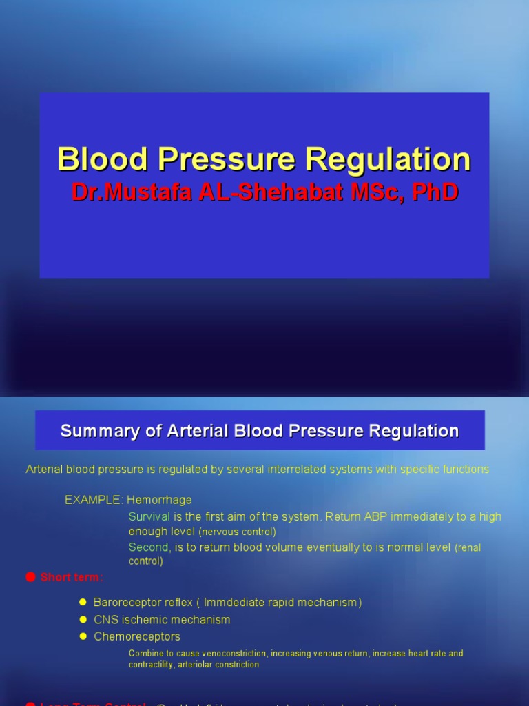 Blood Pressure Regulation Slides PDF Angiotensin Blood Pressure