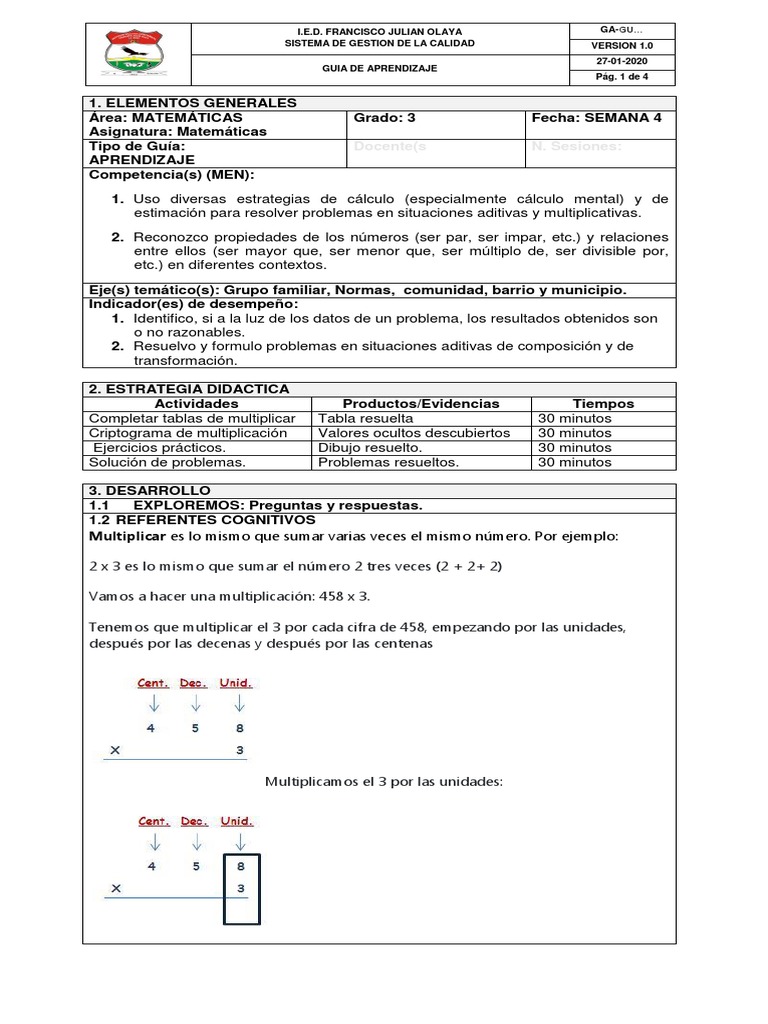 Me Preguntas Las Tablas De Multiplicar Ii Matematica 4 Semana | PDF | Multiplicación | Aprendizaje