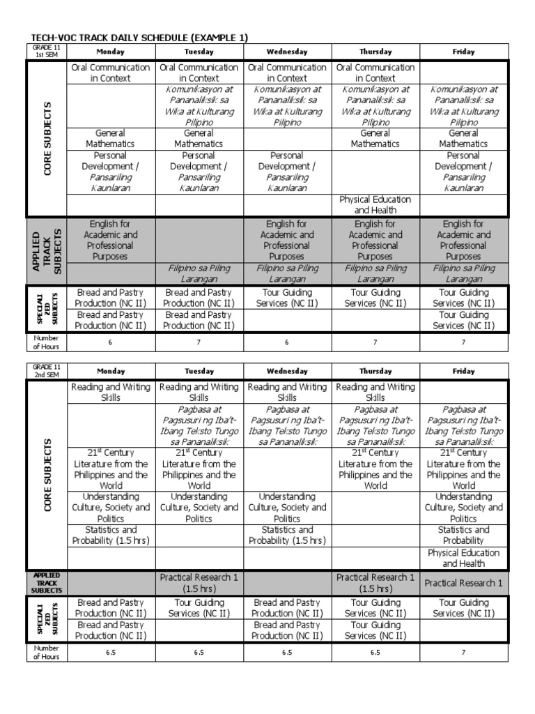 Example 1 Daily Schedule PDF | PDF | Foreign Language Studies