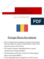 Fdi in Romania .. Analysis & Opportunites: Joy Mukherjee