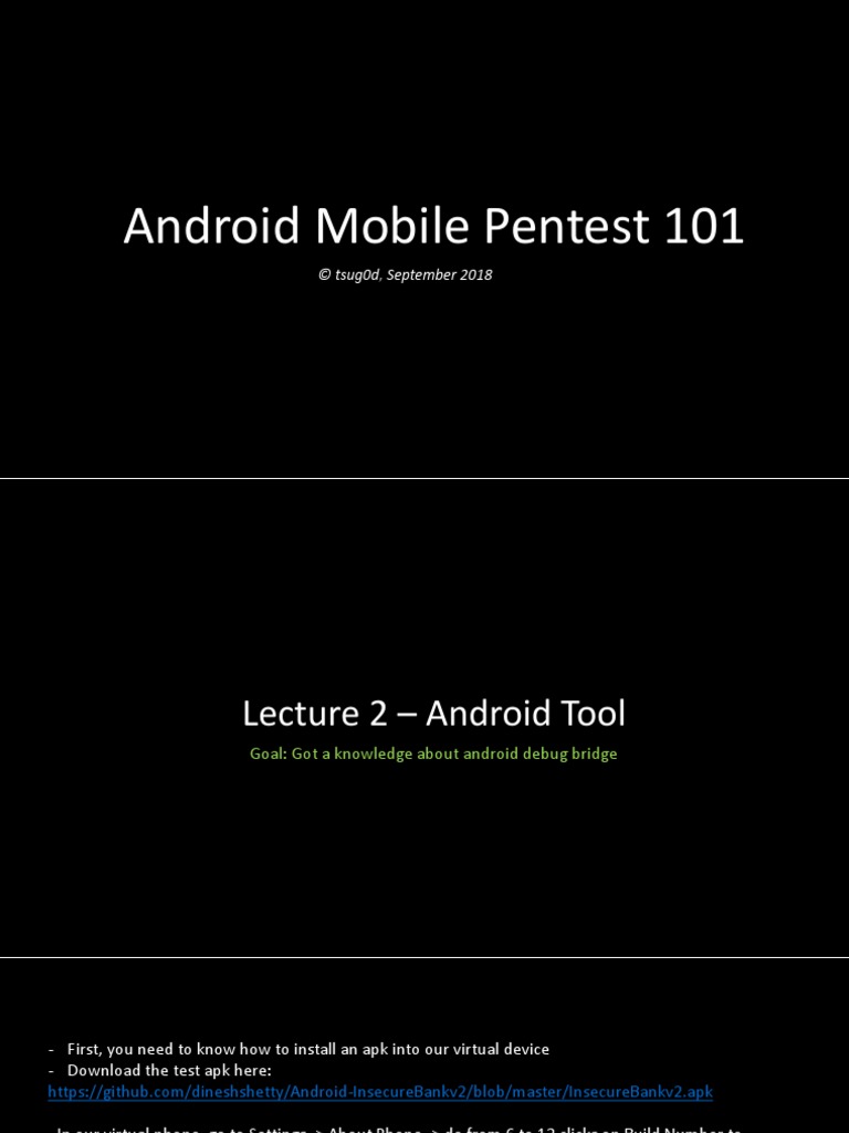 Android Pentesting Basics with InsecureBankv2 | PDF | Computers