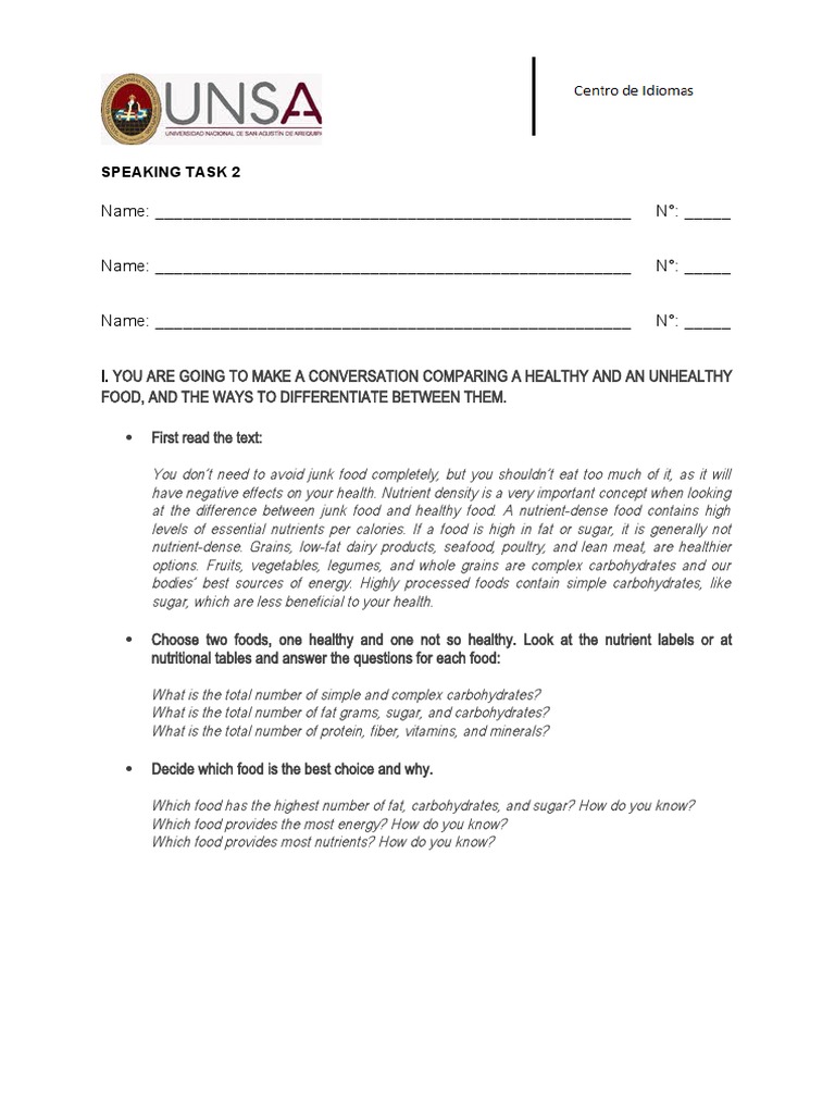 Speaking Task 2 May 2020 | PDF | Wellness