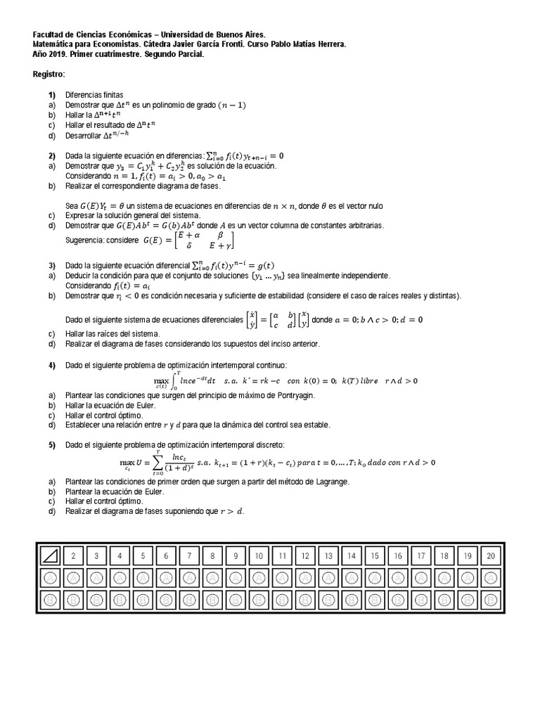 Matematica para Economistas UBA | PDF | Ecuaciones diferenciales ...