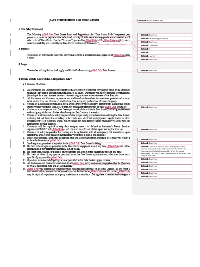 Allied Colo Data Center Regulations | PDF | Data Center | Closed ...