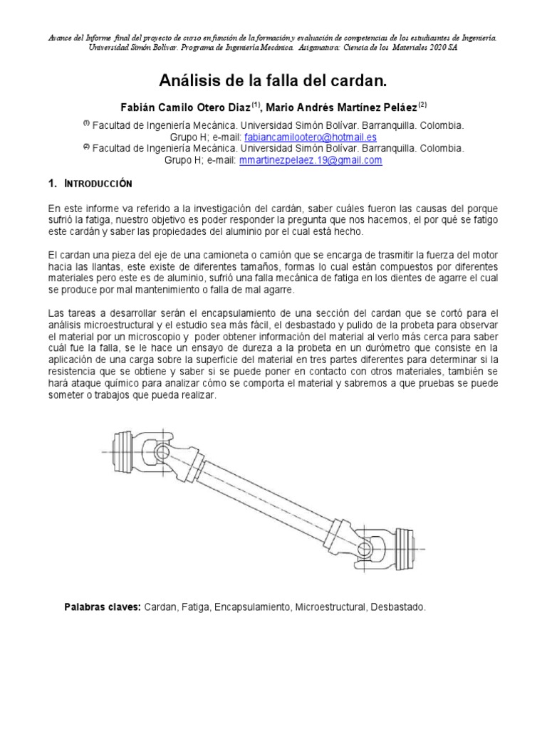 Analisis Del Cardan | PDF | Física Aplicada e Interdisciplinaria | Bienes  manufacturados