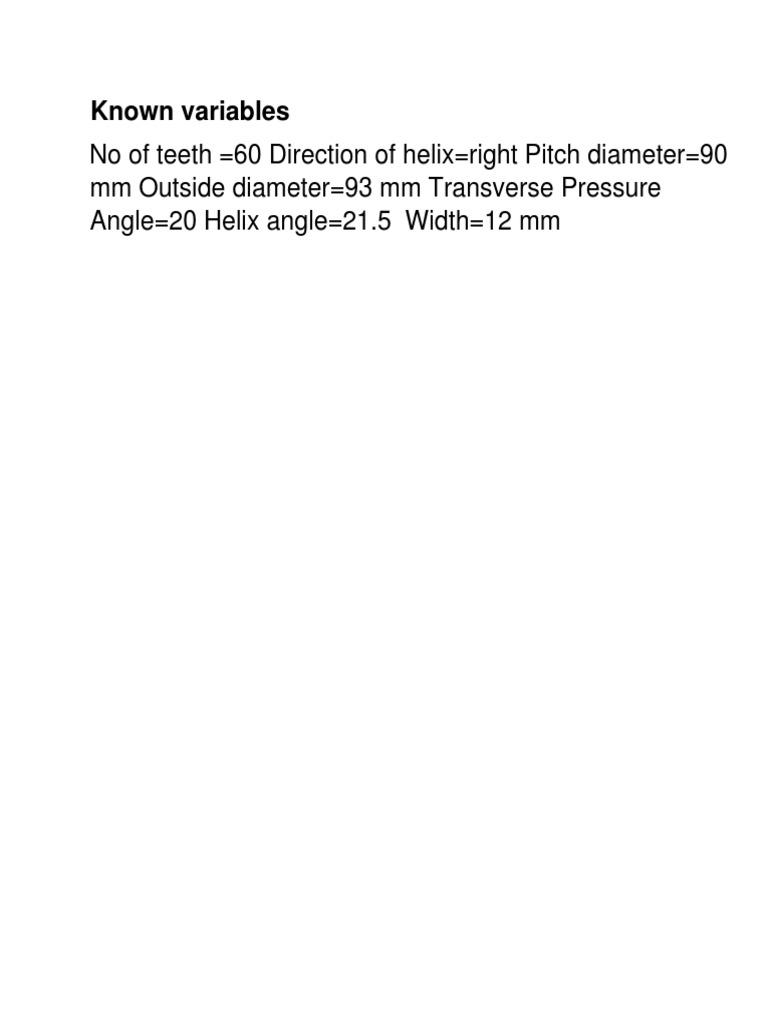Gear Design Calculations and Equations | PDF