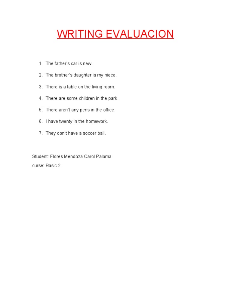 Writing Evaluation for Basic 2 Students | PDF | Language Arts & Discipline