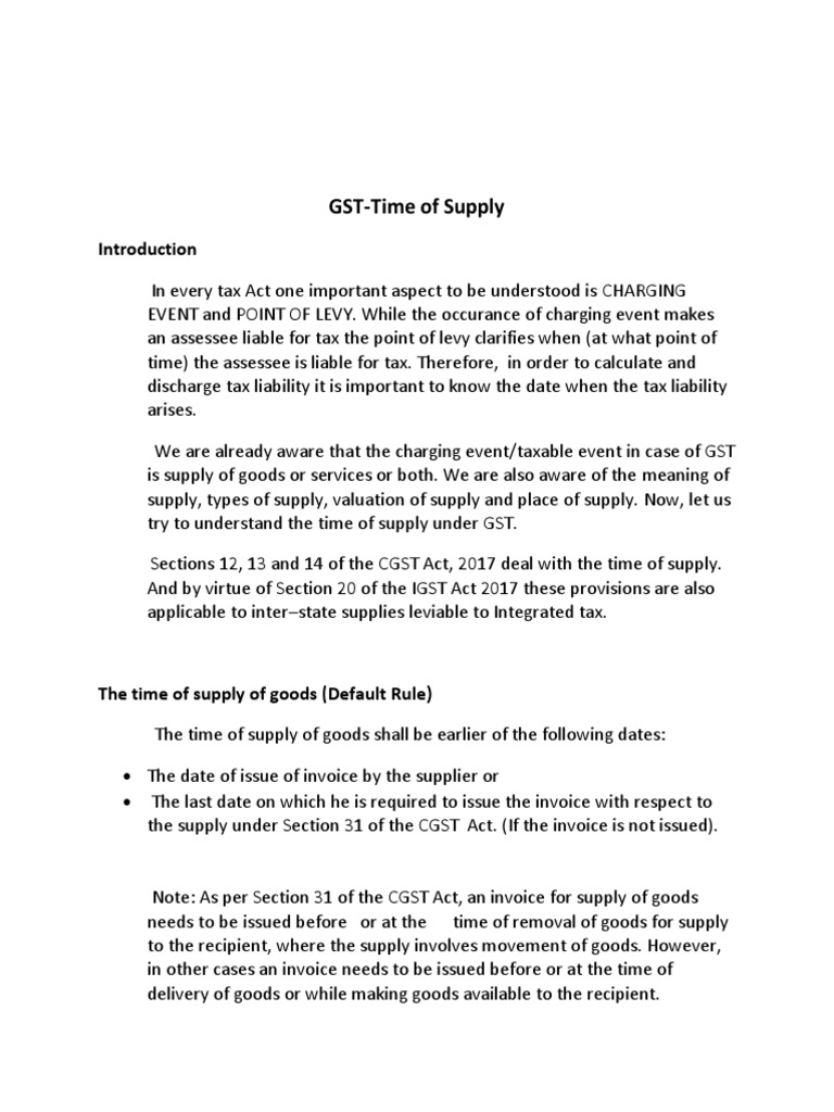 Time of Supply Notes PDF Invoice Receipt