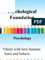 Psychological Foundation of Learning Theories