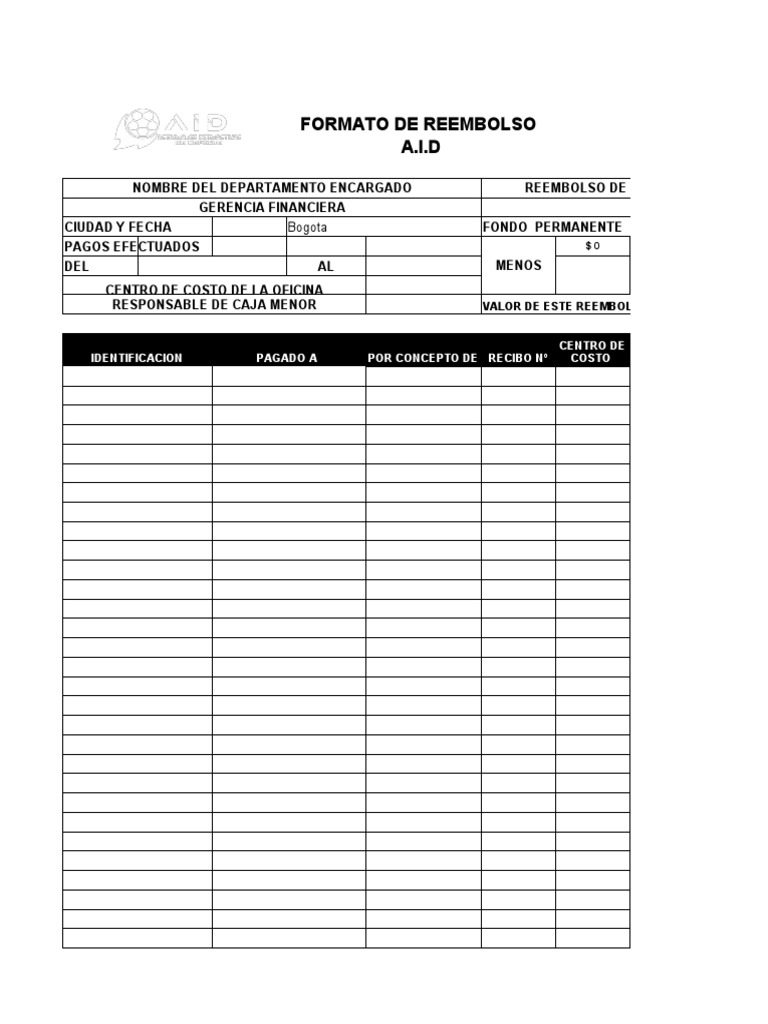 Formato de Reembolso A.I.D | PDF
