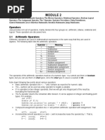 Operators: Syllabus: Operators: Arithmetic Operators, The Bitwise Operators, Relational Operators, Boolean Logical