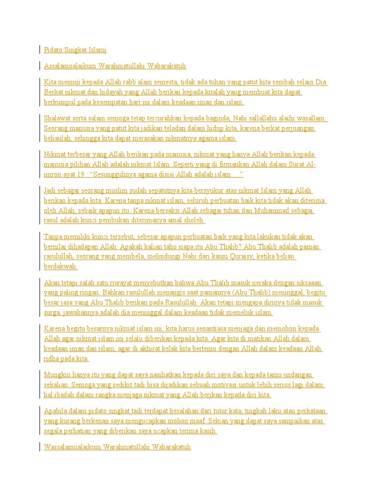 Pidato Singkat Islami
