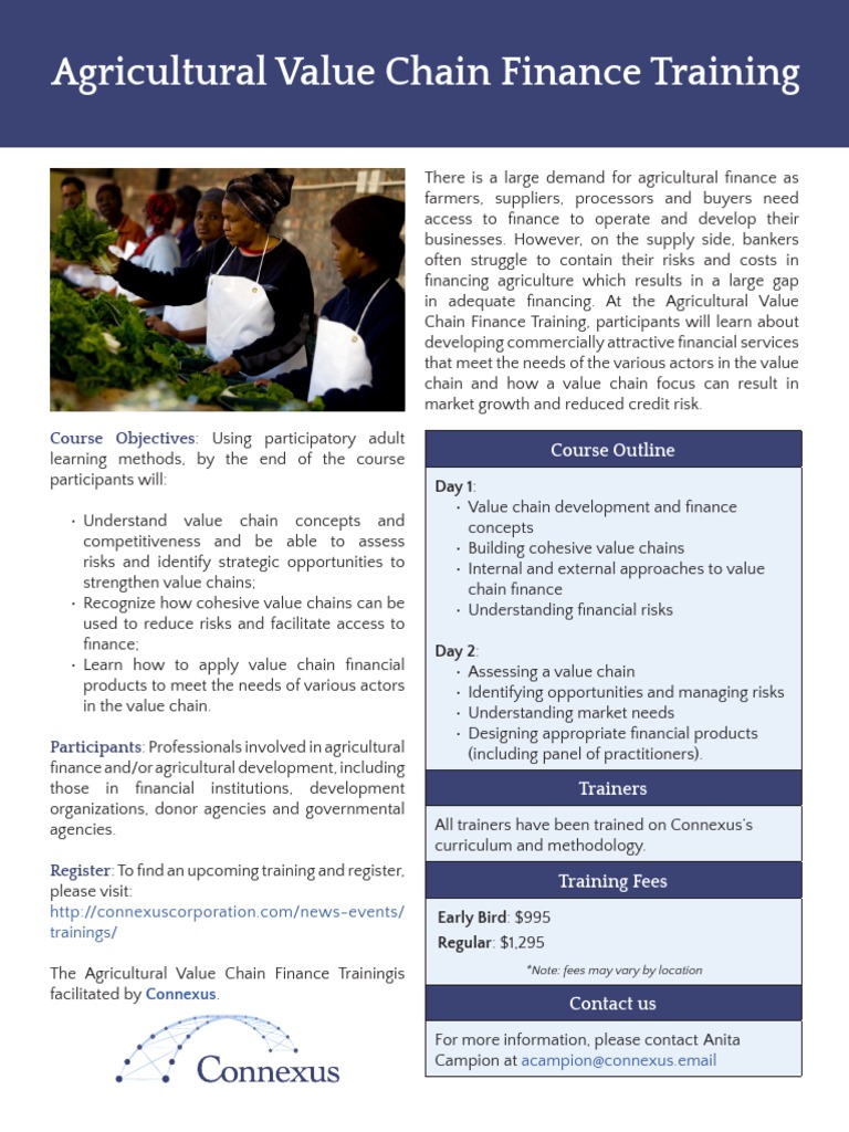 Agricultural Value Chain Finance Training: Course Objectives | PDF ...