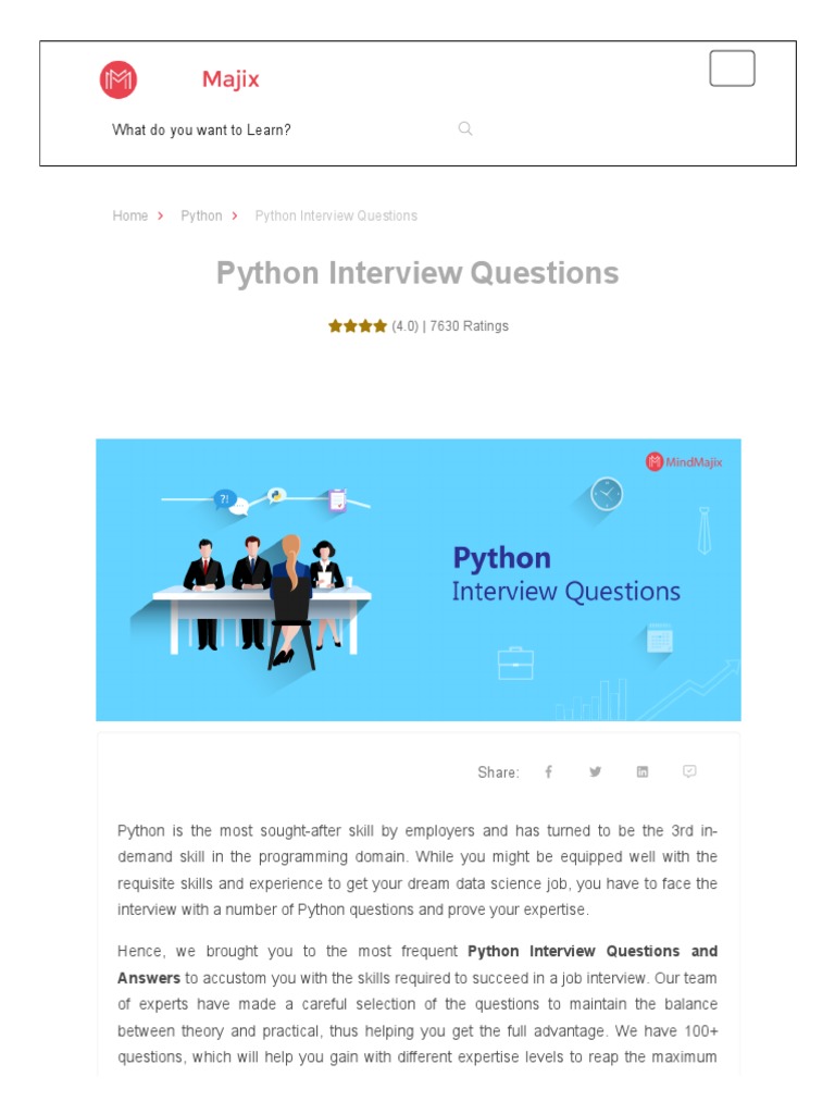 Top 70 Python Interview Questions You Must Learn in 2020 | PDF ...