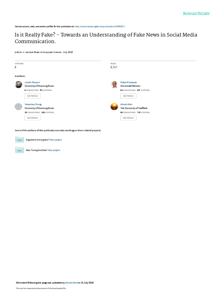 Understanding Fake News in Social Media | PDF | Social Media | Popular ...