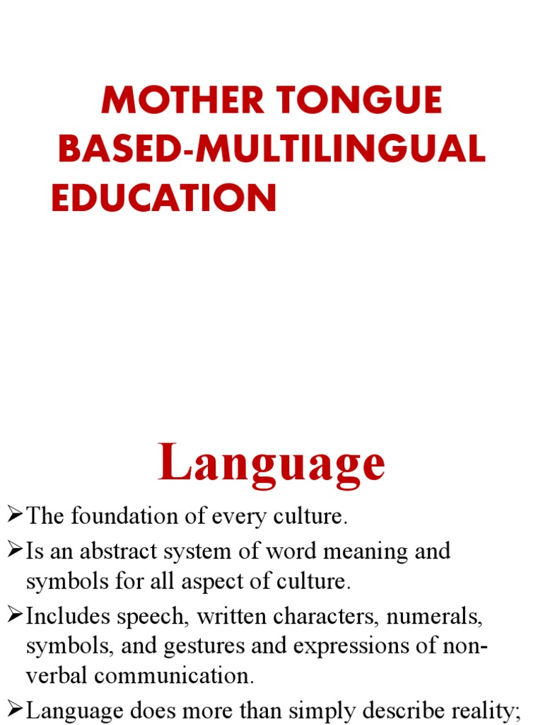 Mother Tongue Based-Multilingual Education | PDF | Second Language ...